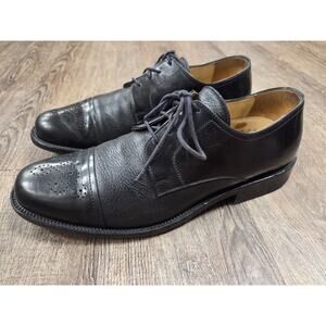 Johnston + Murphy Dress Shoes Mens 9.5 M Signature Series Oxford Black Leather